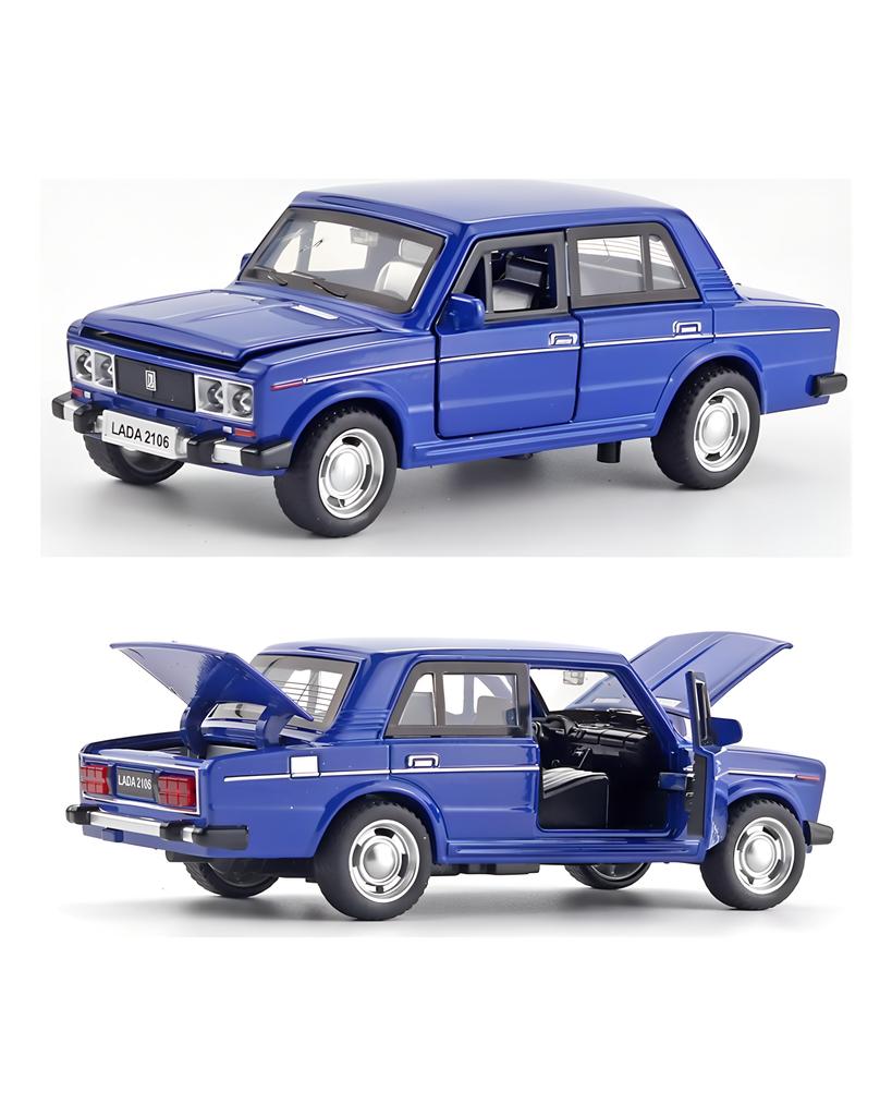 1/32 Scale LADA 2106 Diecast Car Model Toy, Pull Back Toy Vehicle with Sound and Light for Kids Toddler Boys Girls Gift Collection