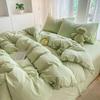 G5Z Cotton Bedding Set - Simple Solid Color, 3 or 4-Piece Options for Double or Single Bed