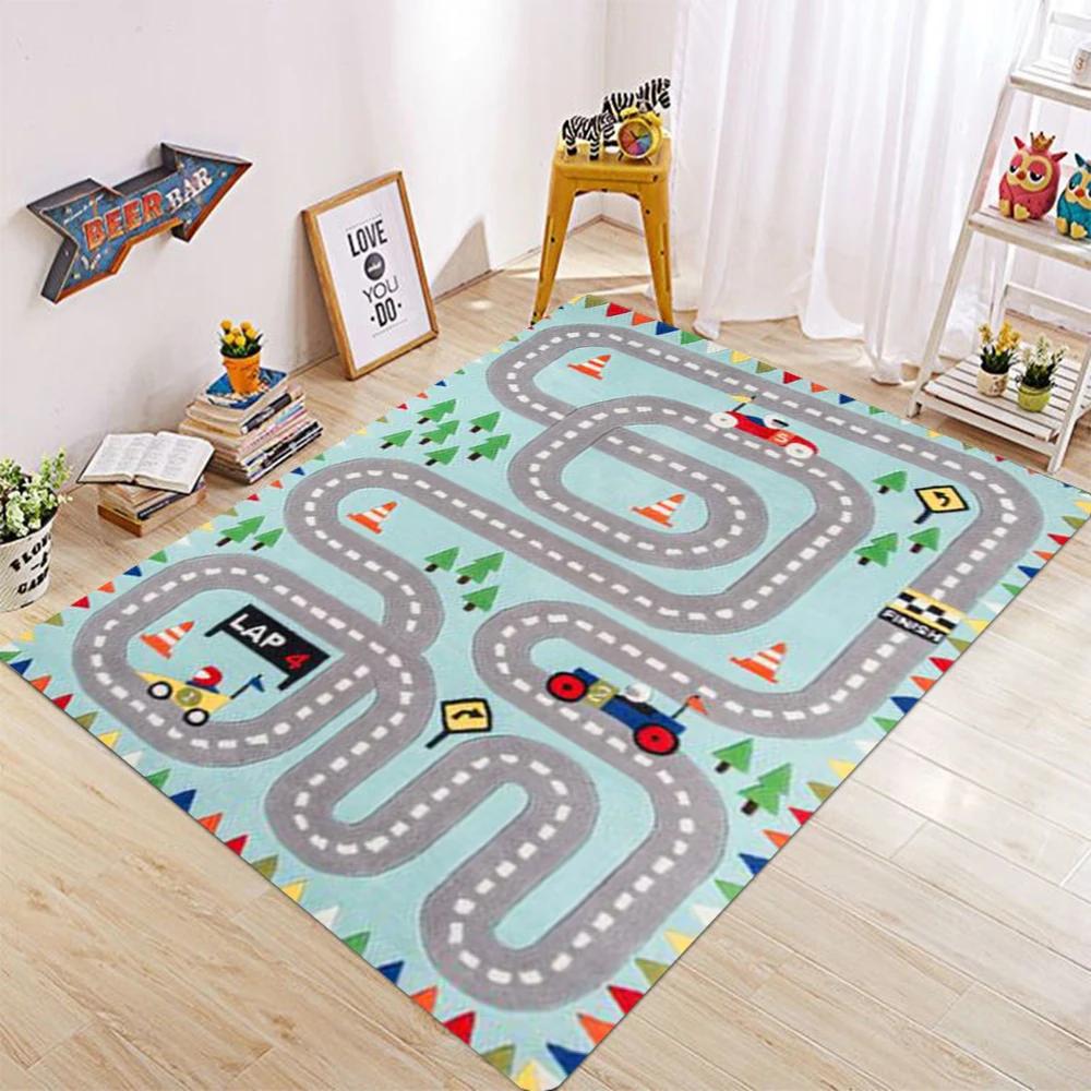 

City Race Track Children s Play Large Area Rugs Boys Bedroom Decorations Carpet for Living Room Anti-slip Children s Floor Mat 50X80CM