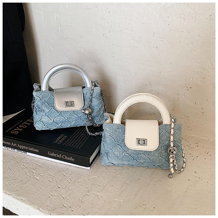Denim Bag Women's Summer 2025 New Fashion Niche Design Messenger Bag Korean Version of High-end Foreign Gas Bucket Bag