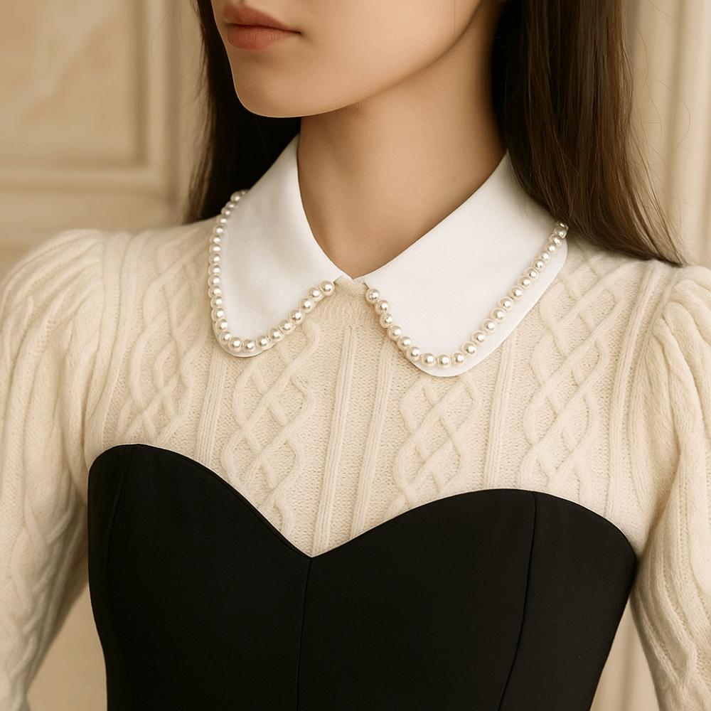 Fashionable Pearl Border Fake Collar Detachable Minimalist Shirt Collar Accessory High-End Elegant Dress Blouse Decor For Women