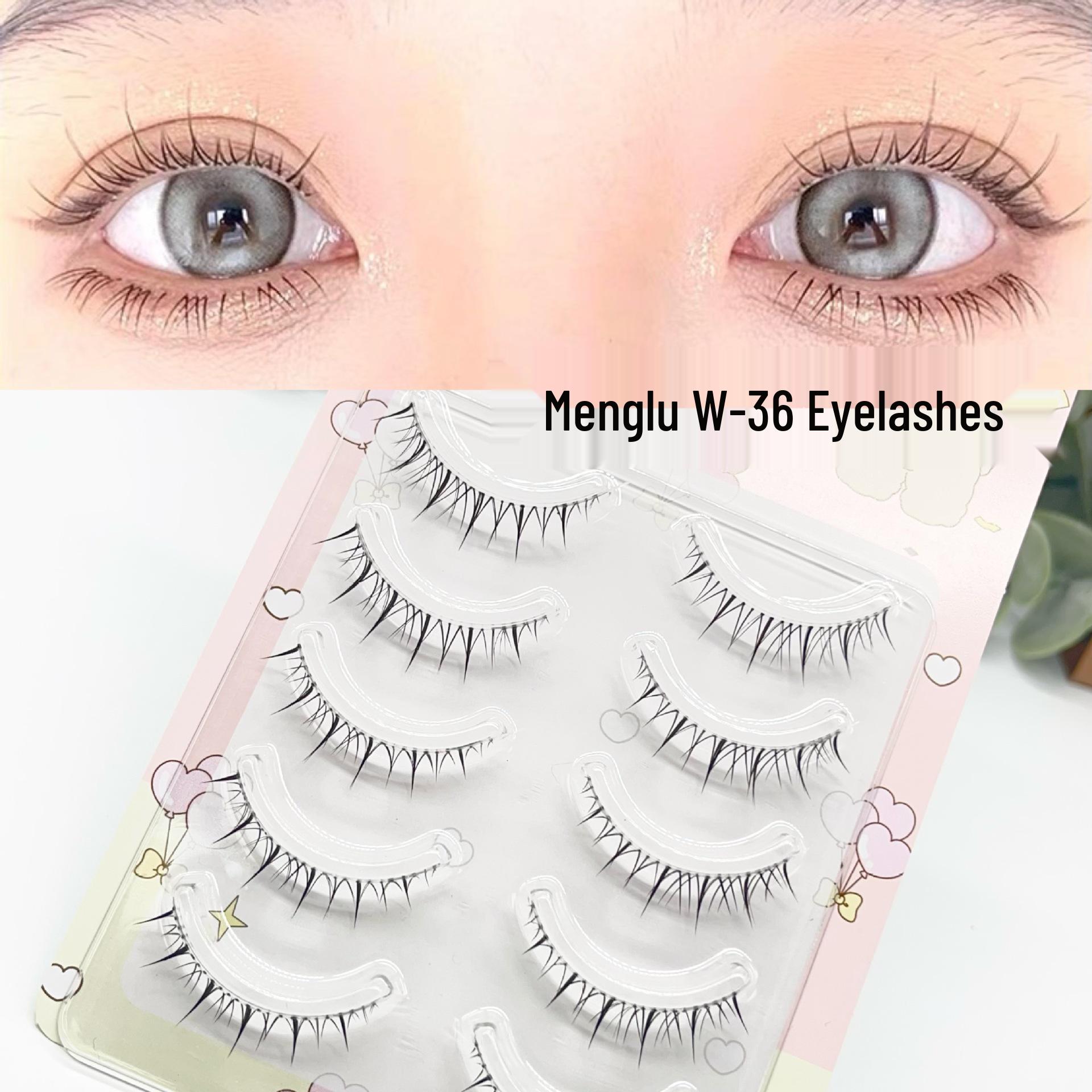 Menglu W-36 Natural Self-Adhesive Slender False Eyelashes - Reusable One-Piece Full Strip for Barbie Fairy Look