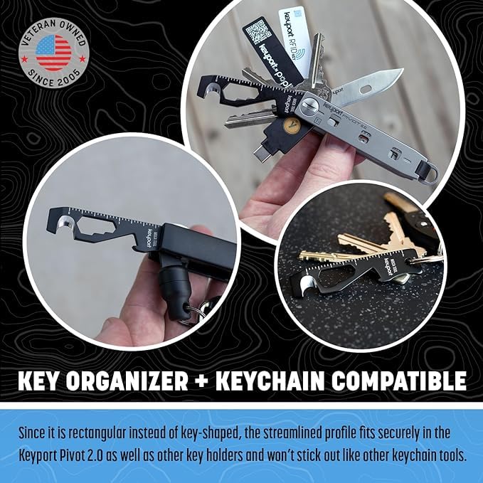 Keyport MOCA Keychain EDC Pry Bottle Box Cord and More TSA Key Tool EDC Gear Key Keychain Compatible 10-in-1 Multi-Tool (Black) Multi-Tool Opener,
