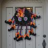Halloween Spider Door Hanging Decoration with Bowknots Soft Cloth Cartoon Multi-legs Spider Wall Decor Wreath Party Supplies