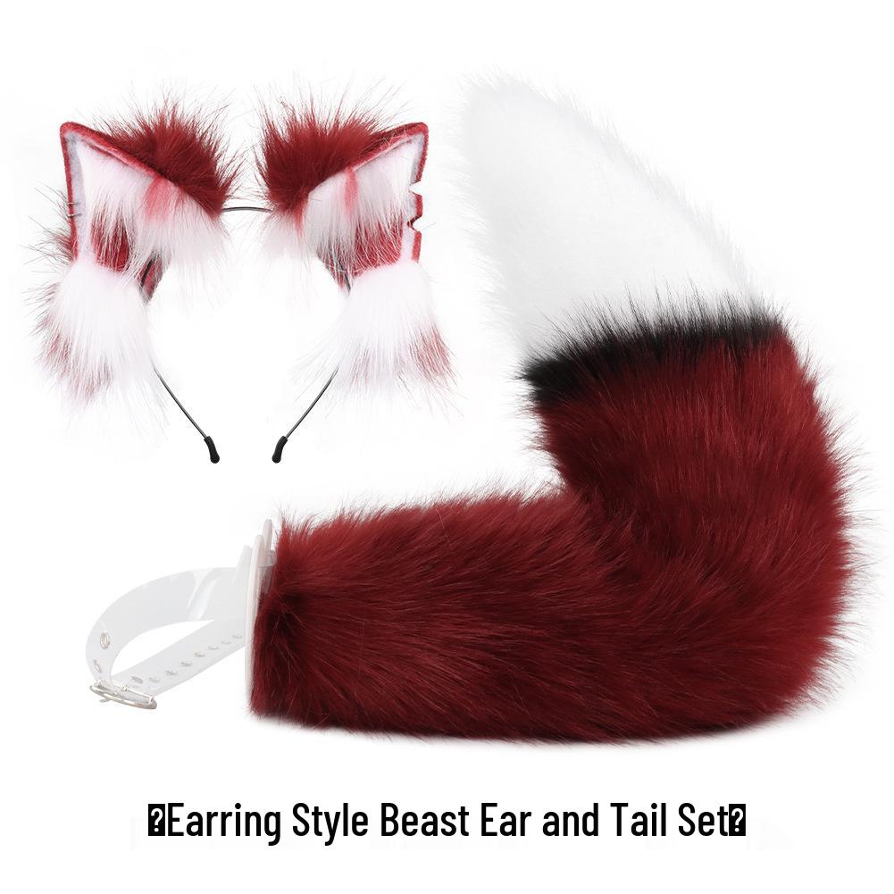 Fox Ears Headband & Earrings with Plush Tail Set