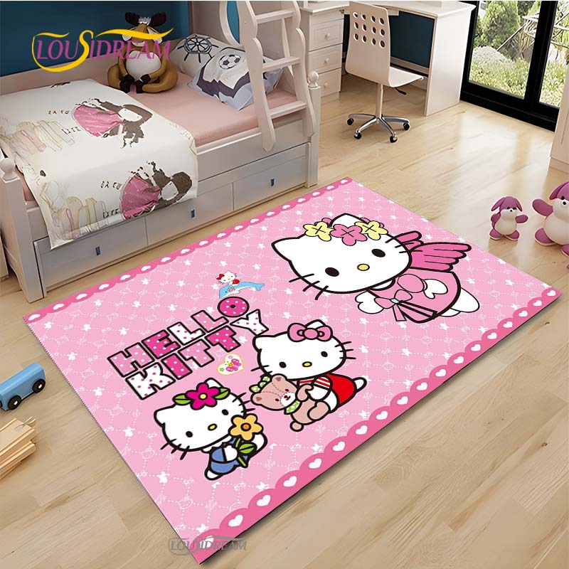 Hello Kitty kawaii Cartoon Anime Carpet for Living Room Bedroom Rug Kitchen Door Kids Un-slip Floor Mat Alfombra Birthday gift