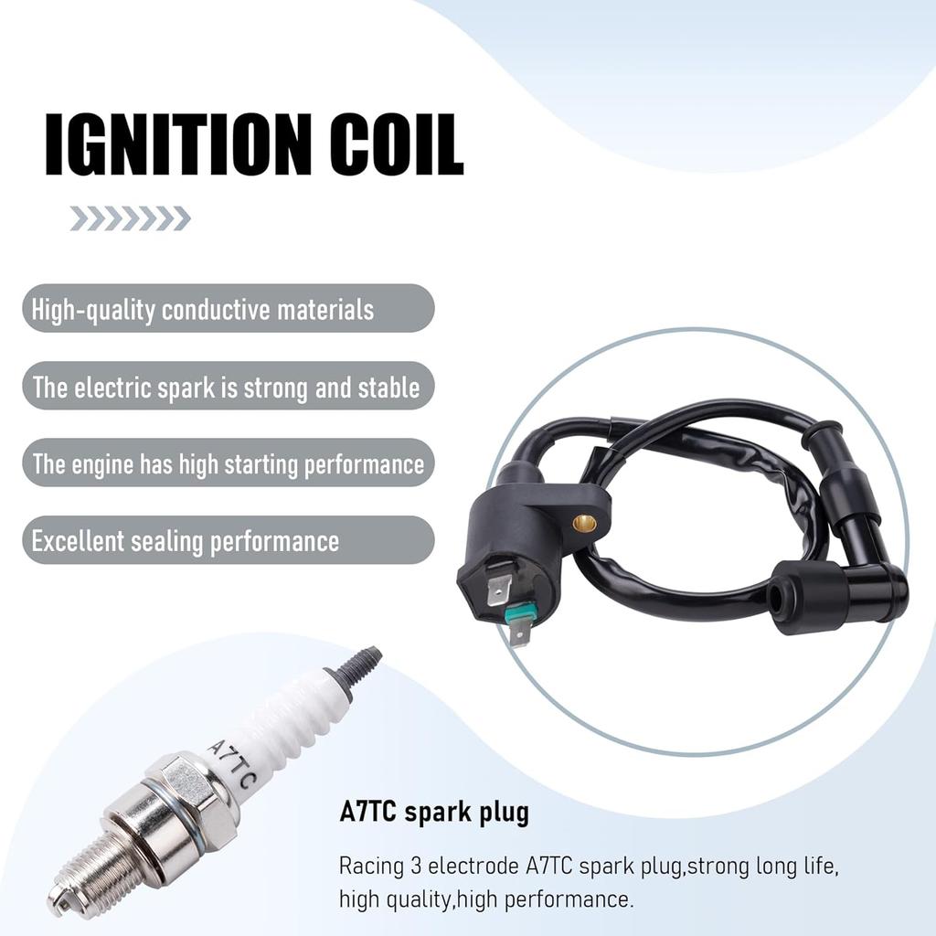 Ignition Coil 5-PIN CDI Box Solenoid 4-PIN Relay Voltage Regulator Spark Plug Kit For 50Cc 70Cc 90Cc 110Cc 125Cc ATV Chinese Go Kart Dirt Bike Pit