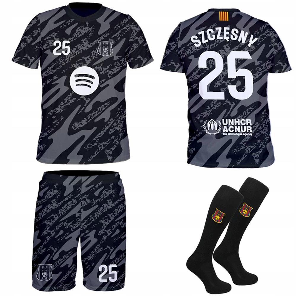 SZCZĘSNY Fußballtrikot Barcelona schwarz TRIKOT HOSE STUTZEN SZCZĘSNY Outfit 134 Fußball Barcelona schwarz TRIKOT HOSE STUTZEN