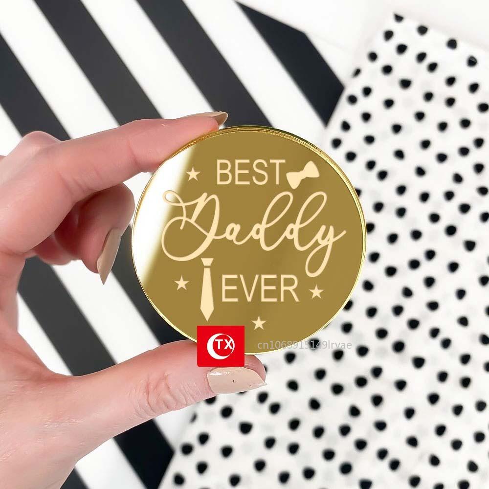 10/5pcs  Happy Father's Day Cake Topper Acrylic Gold Super Best Dad Cake Decor for Father Birthday Party Cupcake Decor