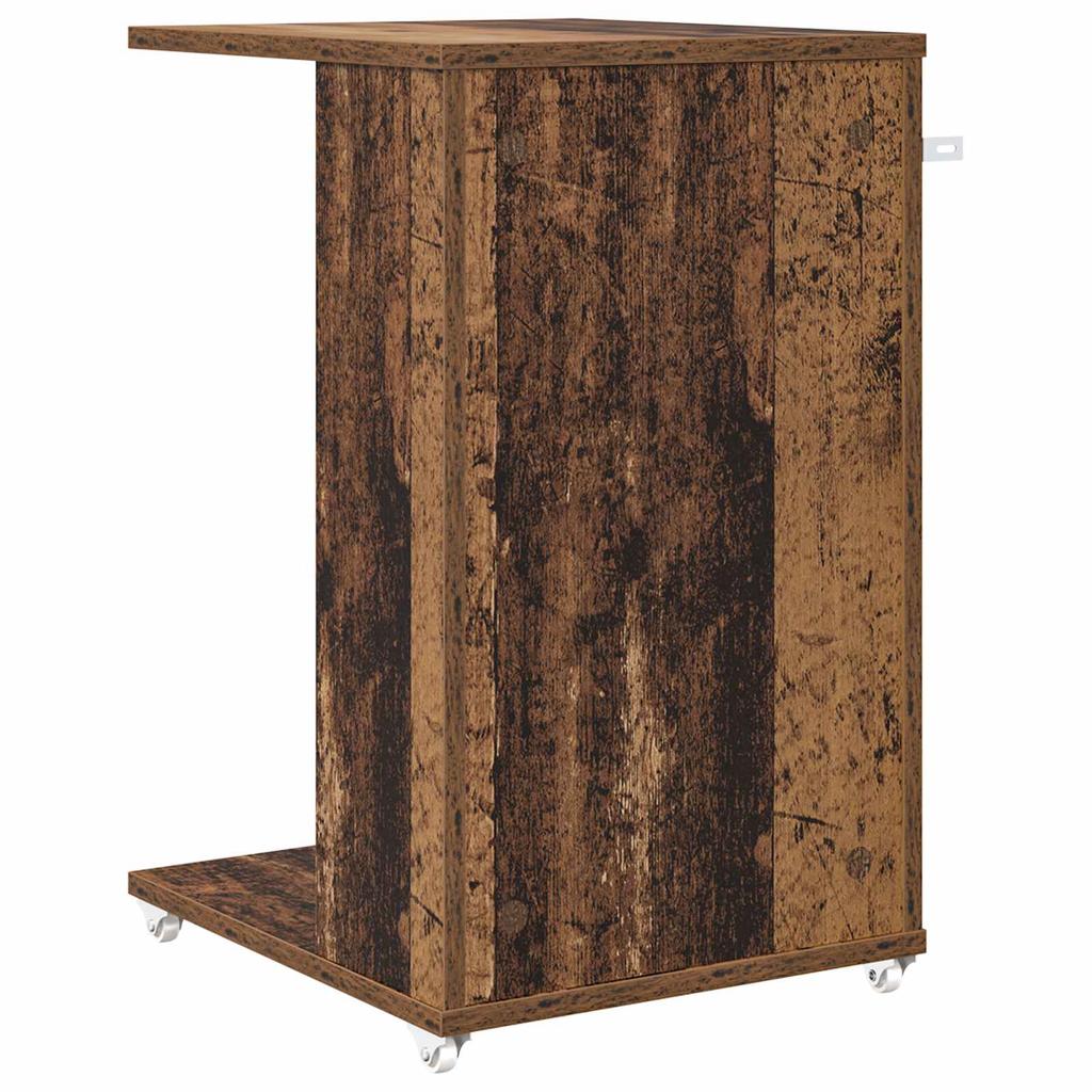Side Table with Wheels Reclaimed Wood Look 40 x 35 x 60 cm Engineered Wood