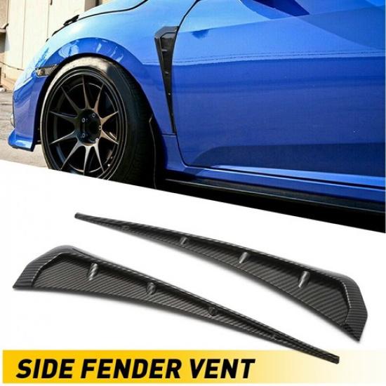 2pcs Carbon Fiber Side Car Fender Vent Air Wing Cover Trim Exterior Accessories