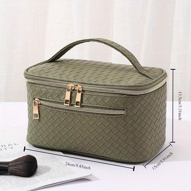 Large Capacity Travel Cosmetics Bag with PU Leather, Portable Makeup Organizer Case