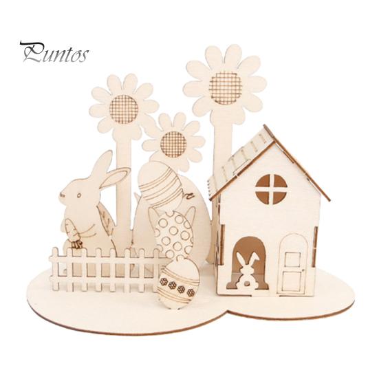 

Пакет материалов орнамента Пасхальный день DIY Деревянный дом Кролик Цветочная фигурка 3D-головоломка Легкое завершение Развлечения Украшение Материал орнамента Сумка A