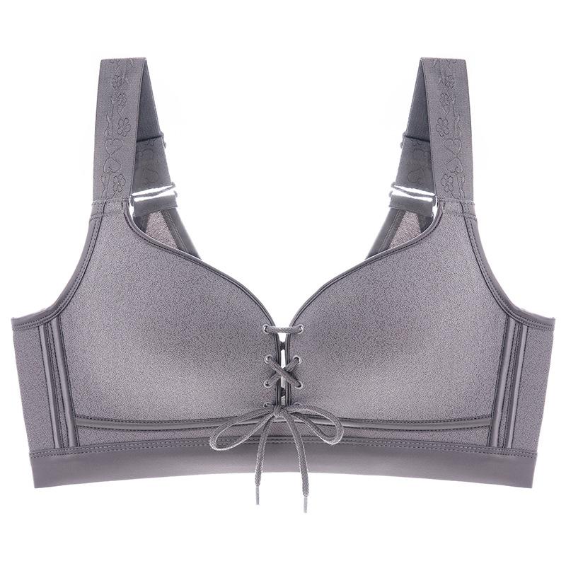 

Регулируемое нижнее белье Женский тонкий бюстгальтер Втягивание груди Поддержка против провисания Топ Защита от расширения Без косточек Бюстгальтер Пуш-ап 48/110E серый