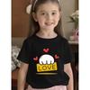 Kids Cute White Palm LOVE Sign Red Hearts Printed T Shirt Cartoon Love Graphic Little Girls Summer