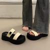 High-end New Going Out Slope Heel Slippers with Skirts Are Beautiful, Thick Bottom Heightening Cool Slippers Women's Summer Wear