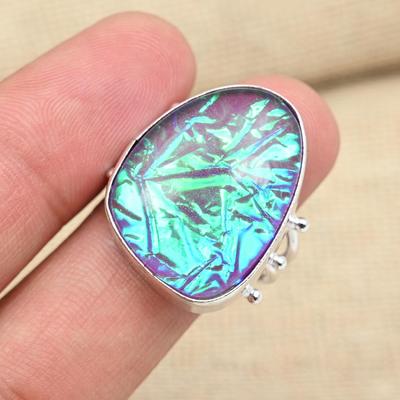 Anello di fidanzamento con gioielli fatti a mano in argento sterling massiccio 925 con pietra preziosa blu tripletta opale