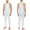 Mens Oil-shiny Bodysuit One-piece Swimsuit Sleeveless Zipper Leotard Rash Guard Bathing Suit Gym Workout Fitness Sports Jumpsuit