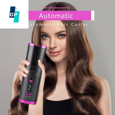 Cordless Auto Curler Fast Heating Ceramic Iron, with Adjustable Temperature & LCD Display, Rechargeable Hair Curling Wand, Hair Styler for Tra
