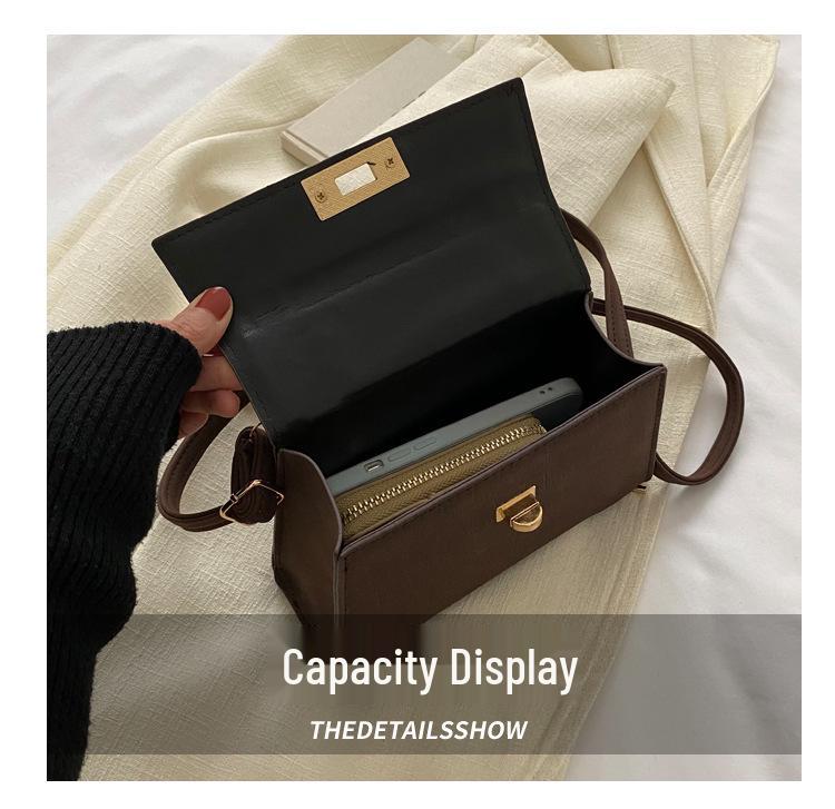 Women's Retro Textured Winter 2023 Crossbody Handbag with Lock Buckle