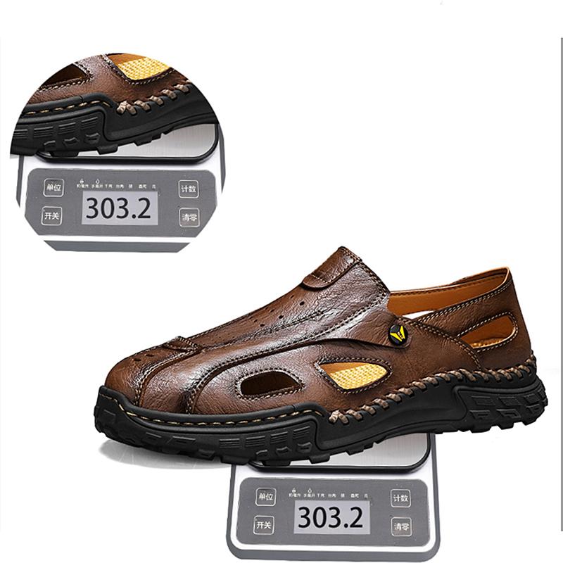 Handmade Summer Men's Sandals Leather Men's Shoes Casual Trekking Sneakers Outdoor Comfortable Breathable Travel Driving Shoes