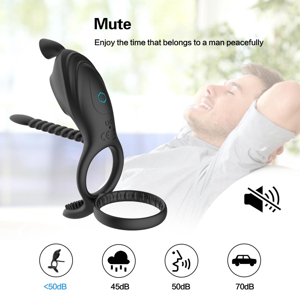 Vibrator 3 în 1 pentru suge de clitoris pentru cupluri, penis, inel pentru penis, ejaculare întârziată, linsul clitorisului, vibratoare anale, jucărie sexuală pentru cuplu