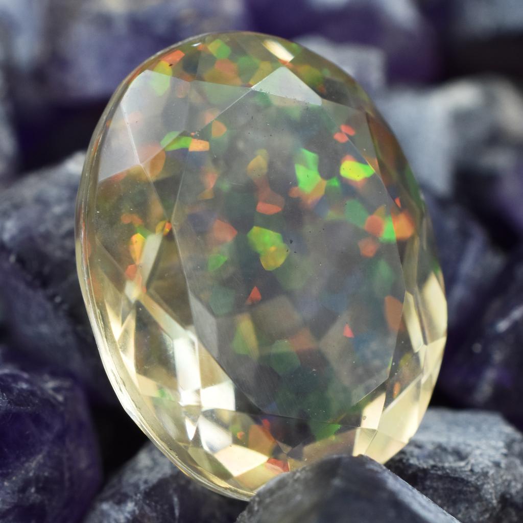 Lab Created Opal Oval 10.85 Ct Fabulous Certified Loose Gemstone