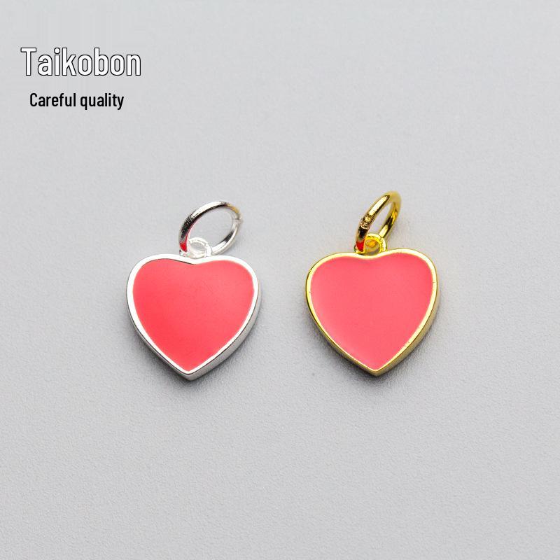 

Silver Epoxy Red Heart Pendant Charm S925 for DIY Handmade Jewelry Q0008 Gold