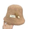 Cute Three-dimensional Mushroom Bucket Hat Autumn and Winter New Lamb Wool Warm and Cold-proof Split Bucket Hat Female