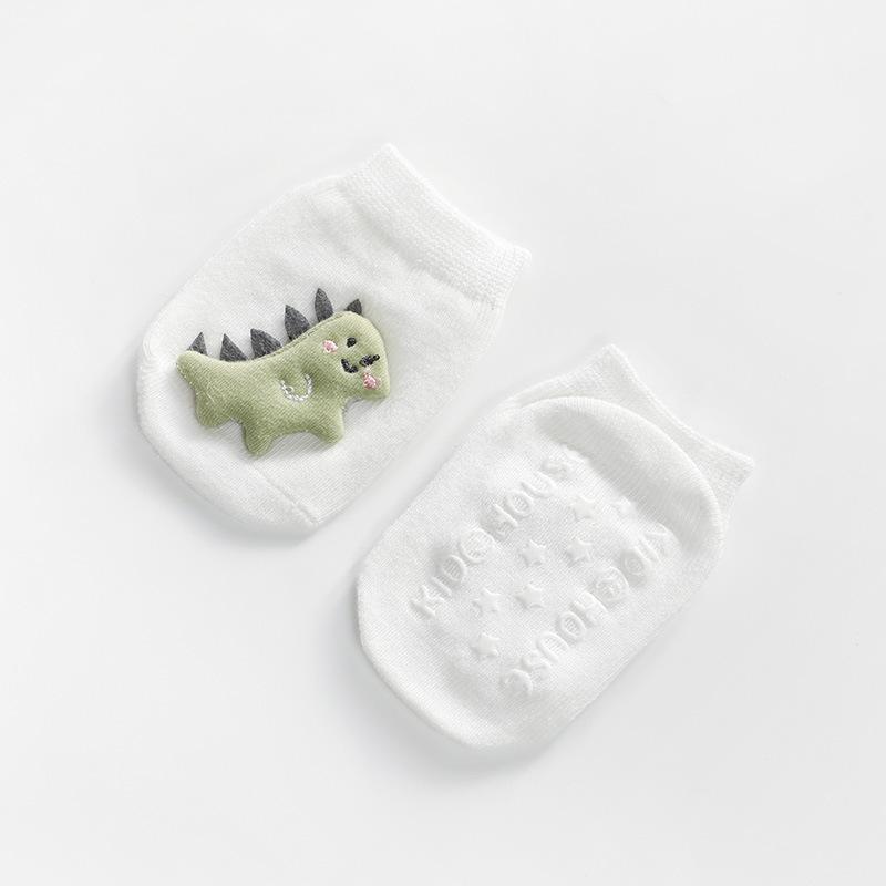 Baby Non-Slip Socks 0-12 Months Gripper Dot Sole Ankle Socks Cartoon Bear Bunny Toddler Breathable Cotton Footies for Crawling