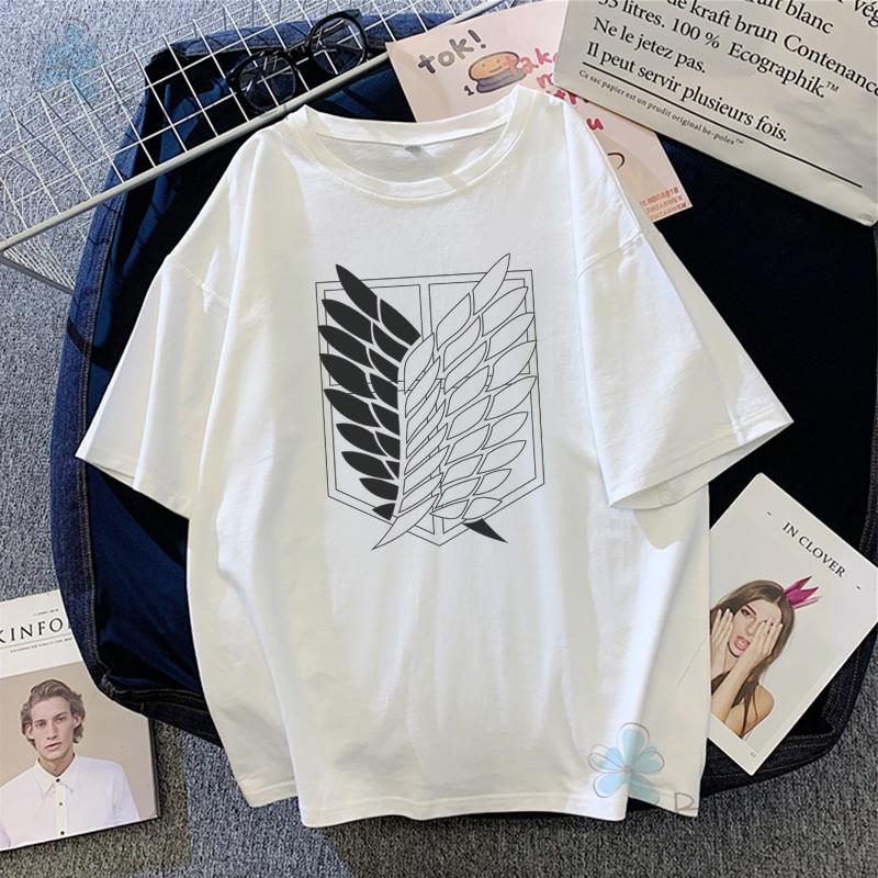 

Жіноча футболка Attack On Titan з японським аніме-принтом, з короткими рукавами, у стилі хараджуку, повсякденна, з круглим вирізом, жіночий топ, жіноча футболка, одяг XL білий