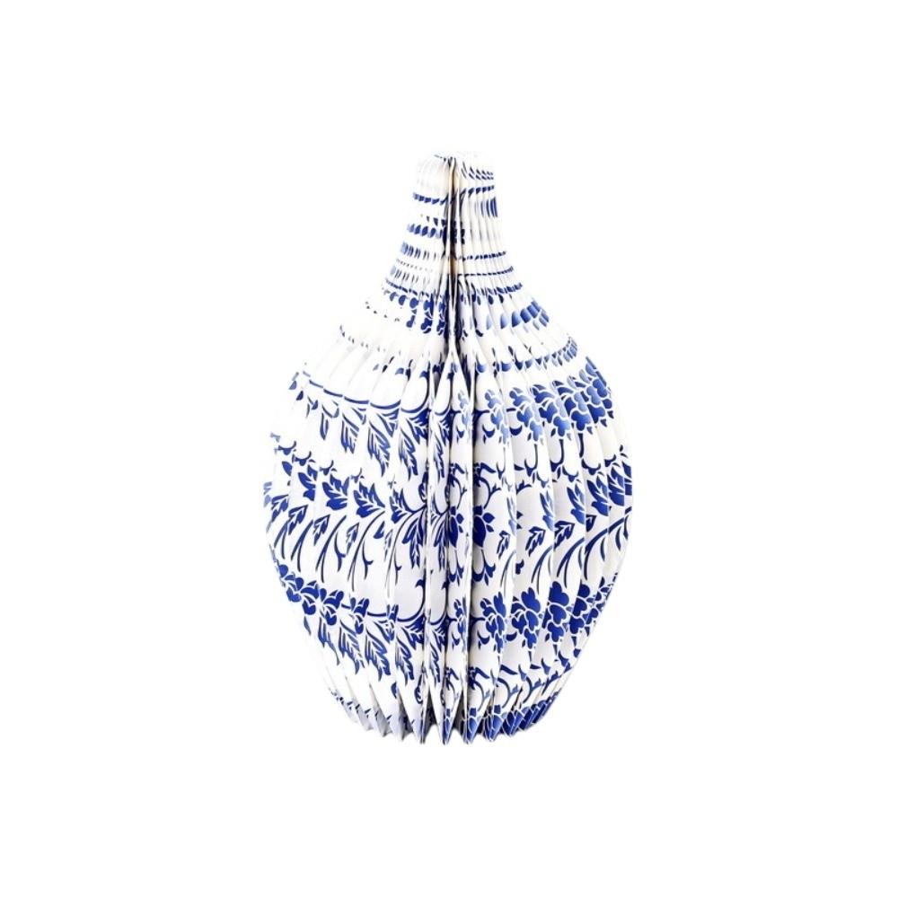 Decorative Blue-and-white Porcelain Paper Vase Floral Arrangement Tabletop Decor Office Desk