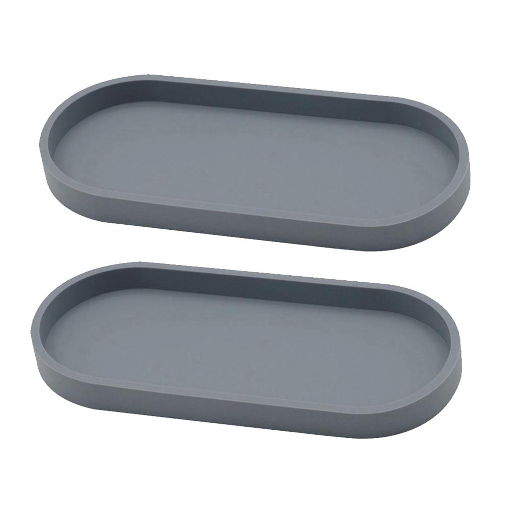 Multipurpose Silicone Ellipse Bathroom Storage Tray Waterproof Nonslip Organizers For Cosmetics And Toiletries