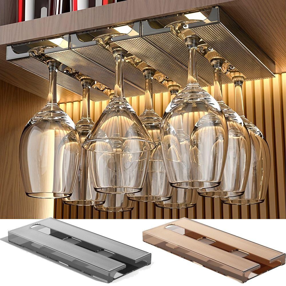 Non-drilled Installation Stemware Organizer Upside-down Rack Hanging Cup Holder  Dining Room