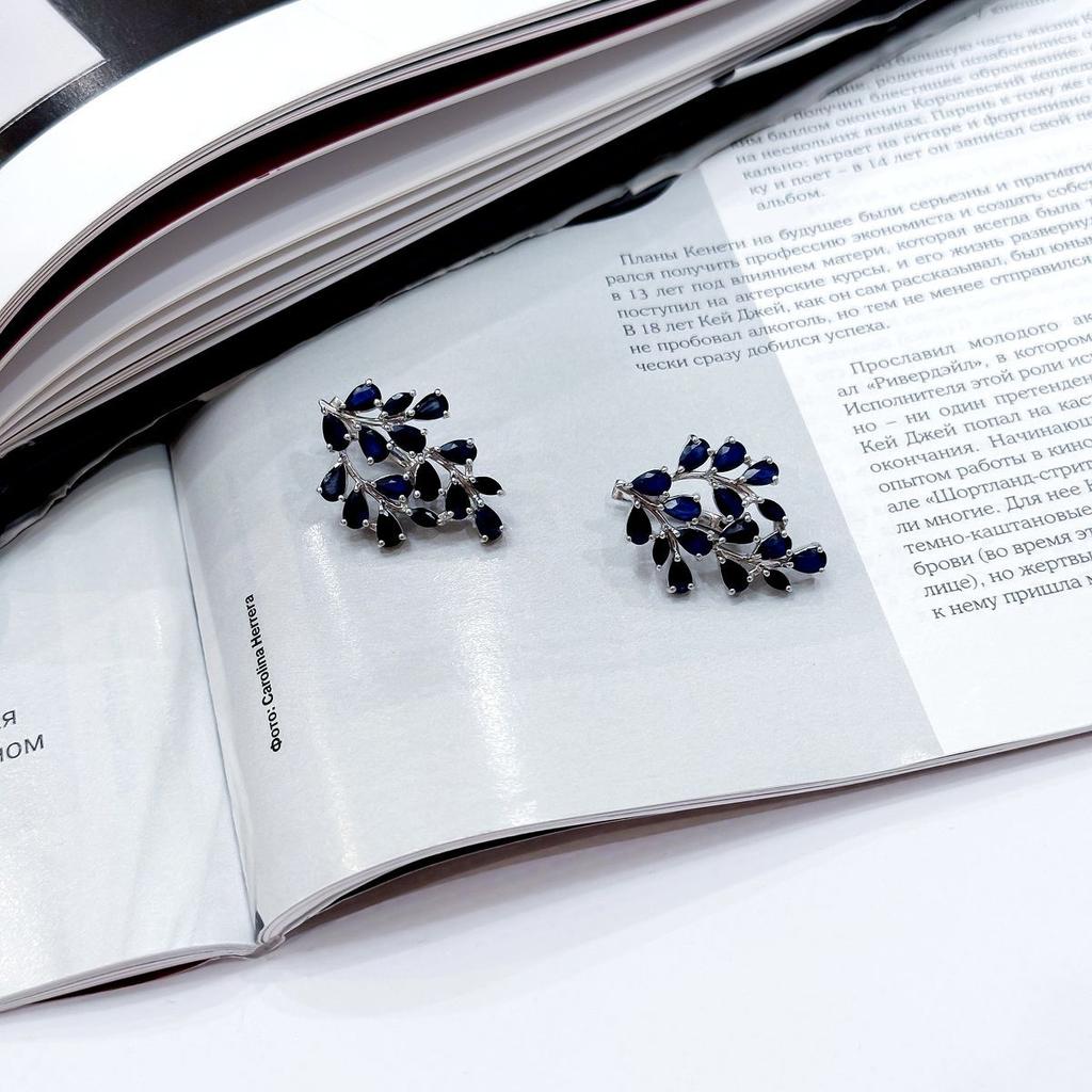 Silberohrringe mit natürlichem Saphir 8,783 ct (2168850)