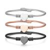 Trendy Women's Heart-Shaped Woven Steel Wire Bangle - Titanium Steel DIY Bracelet
