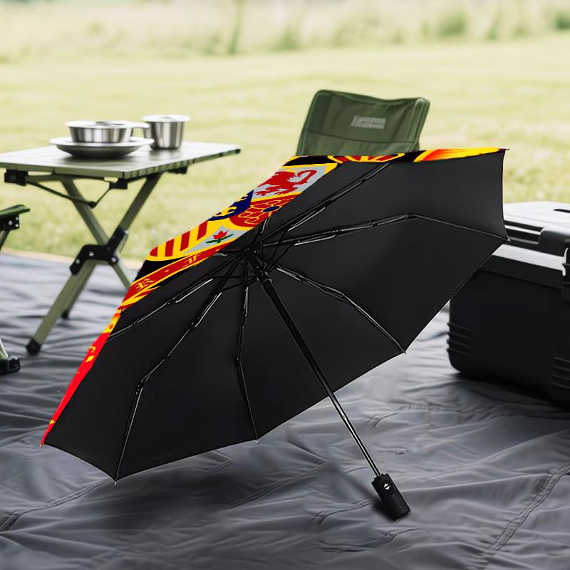 1PC Spain FC Crest Printed Umbrella Folding umbrella, automatic umbrella 8-Frame for Travel, camping Fan gifts Christmas Gifts