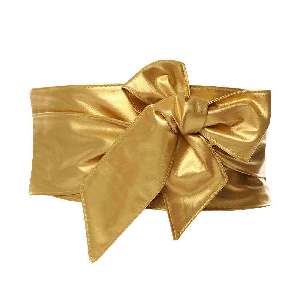 

Solid Color Women s Waist Belt Fashionable Leather Beautiful Design Waist Seal Accessories Elegant Bowknot Long Ribbon золотий