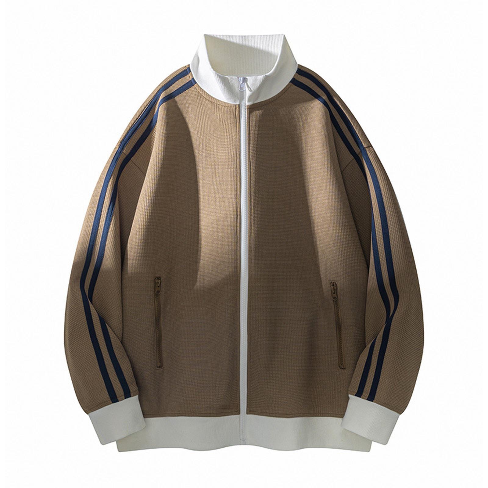 

Кардиган в стиле ретро колледж, спортивная толстовка свободного кроя, повседневная цветная куртка, куртка с воротником-стойкой в полоску XXXL коричневый