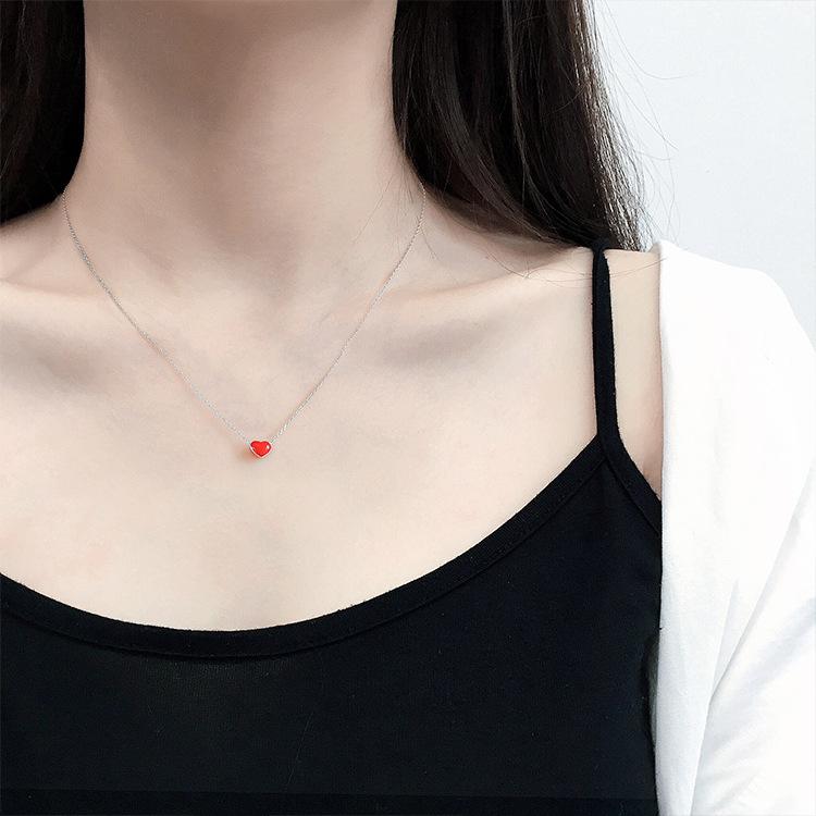 2023 Cute Red Heart S925 Silver Necklace for Women