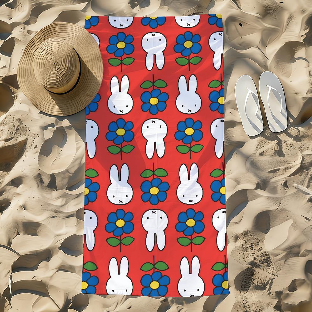 Cartoon M-Miffy Cute Kawaii Bunny Towel Beach Towel Oversized Quick Dry Towel Absorbent Soft Swim Beach Towels for Men Women
