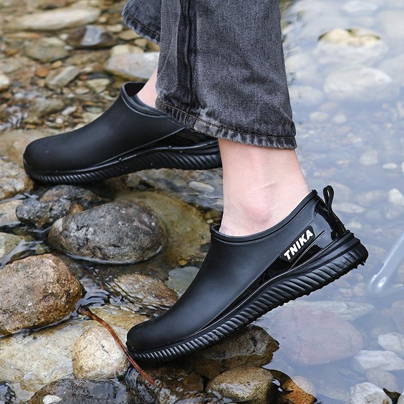 Low-top Non-slip Waterproof Shoes Fashion Overshoes Kitchen Chef Rain Shoes Men's Rubber Shoes Rain Boots Couple Four Seasons Work Short Tube