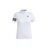 Aeroready Textured Button Stripe Logo Solid Color Short Sleeve Polo Shirt Women Polo Shirts White HA0229