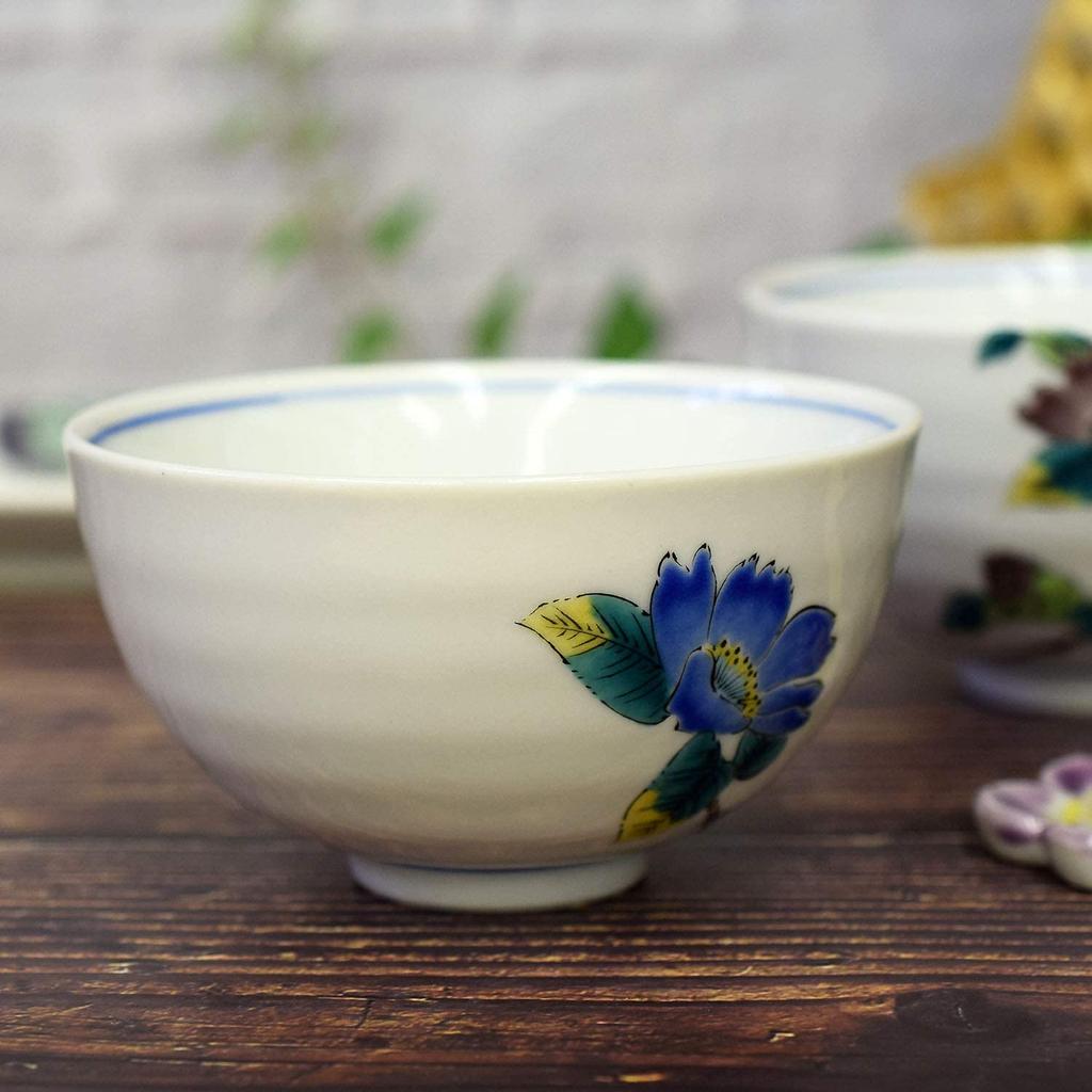 Verheiratet stilvolle Kutani Reis japanische made in Japan Paar Schüssel, Geschirr, Ware, Paar, Schüssel, Sasanqua, Keramik, Schüssel, Marke, Geschirr,