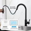 Silver/black stainless steel pull-out hot and cold water sink/washbasin faucet, suitable for kitchens, with splash-proof design.