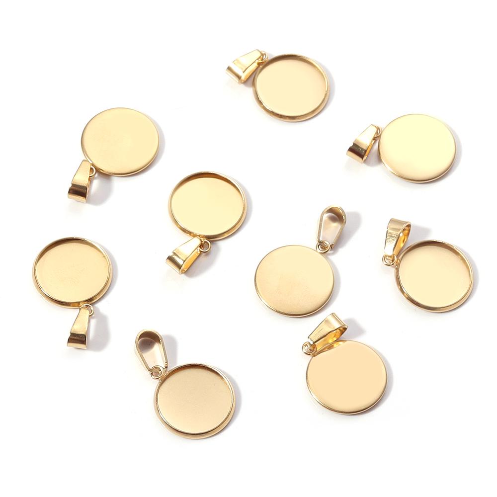 5-10pcs 6-30mm Stainless Steel Round Cabochon Base Tray Blank Cabochon Base Setting Charms Pendant For Jewelry Making Supplies