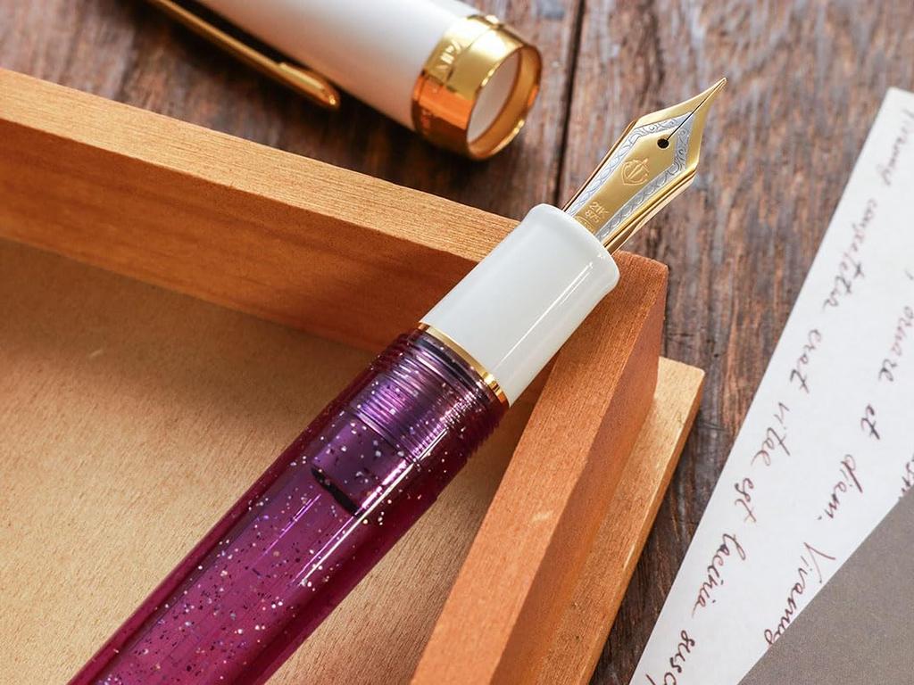 WANCHER SAILOR Original Professional Gear PURPLE RAIN Fountain 21k Gold Pen, (Medium Nib)