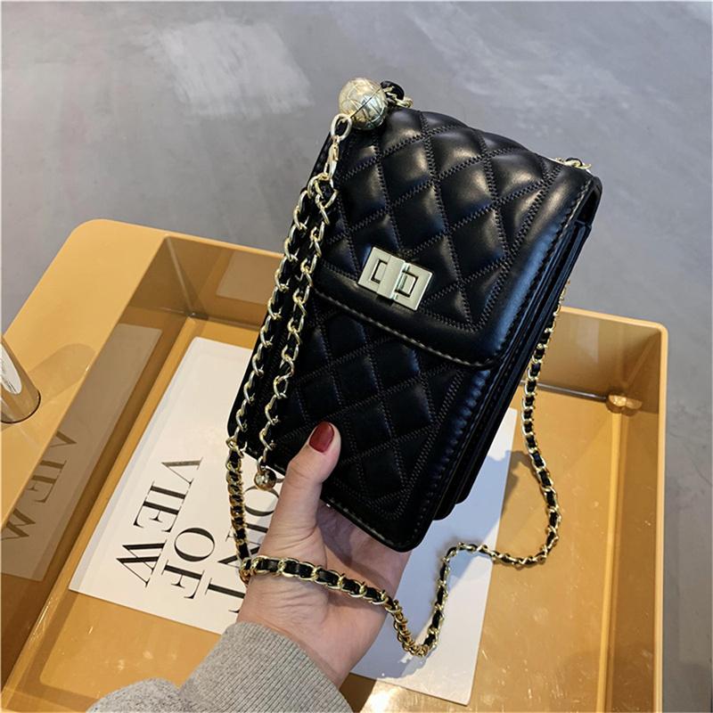 

Сумки для мобильных телефонов Ромбовидная цепочка На плечо Кросс-боди Сумка-слинг для мобильного телефона чёрный