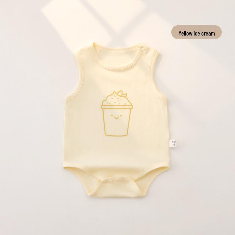 7A Antibacterial Summer Baby Sleeveless Cotton Romper - Infant Diaper Cover Bodysuit with Tagless Design, Ideal for Air Conditioning