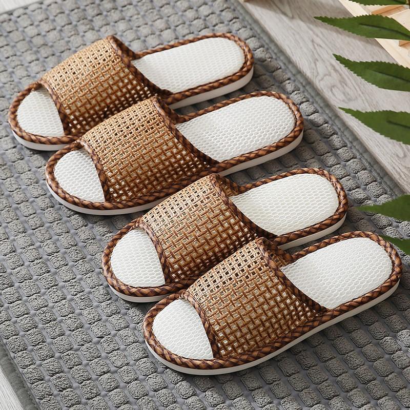 

Весенне-летние прохладные тапочки женские ротанговые травяные бамбуковые плетеные парные для дома для помещений повседневные нескользящие износостойкие влаговпитывающие дышащие 42-43